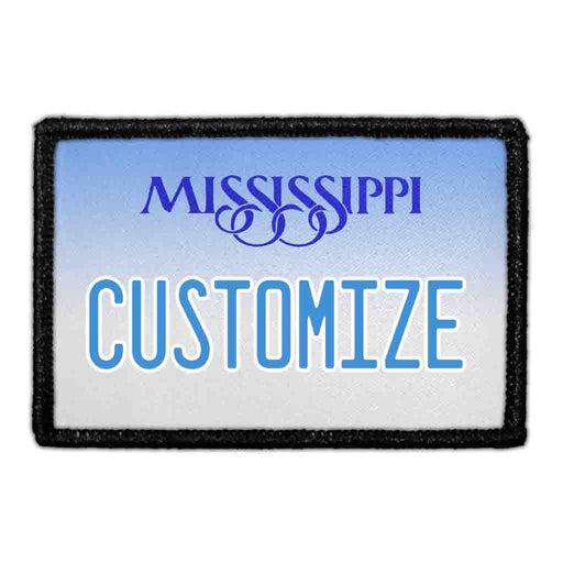 Customizable - Mississippi License Plate - Removable Patch - Pull Patch - Removable Patches That Stick To Your Gear