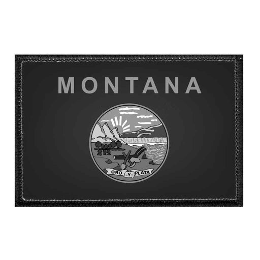 Montana State Flag - Black and White - Removable Patch - Pull Patch - Removable Patches For Authentic Flexfit and Snapback Hats