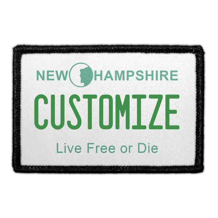 Customizable - New Hampshire License Plate - Removable Patch - Pull Patch - Removable Patches That Stick To Your Gear