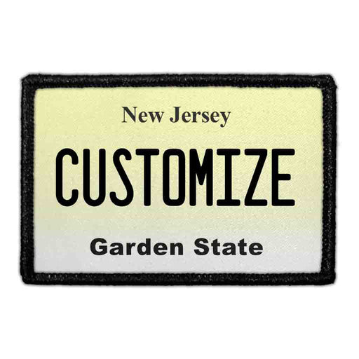 Customizable - New Jersey License Plate - Removable Patch - Pull Patch - Removable Patches That Stick To Your Gear