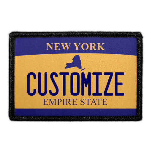 Customizable - New York License Plate - Removable Patch - Pull Patch - Removable Patches That Stick To Your Gear