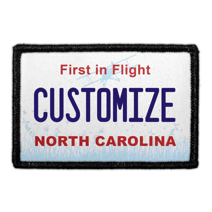 Customizable - North Carolina License Plate - Removable Patch - Pull Patch - Removable Patches That Stick To Your Gear