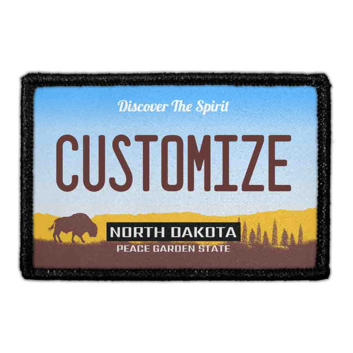 Customizable - North Dakota License Plate - Removable Patch - Pull Patch - Removable Patches For Authentic Flexfit and Snapback Hats