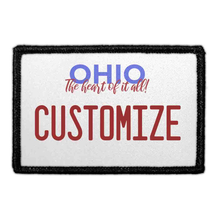 Customizable - Ohio License Plate - Removable Patch - Pull Patch - Removable Patches For Authentic Flexfit and Snapback Hats