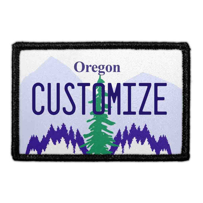 Customizable - Oregon License Plate - Removable Patch - Pull Patch - Removable Patches That Stick To Your Gear