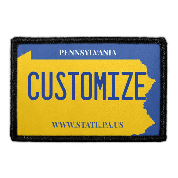 Customizable - Pennsylvania License Plate - Removable Patch - Pull Patch - Removable Patches That Stick To Your Gear