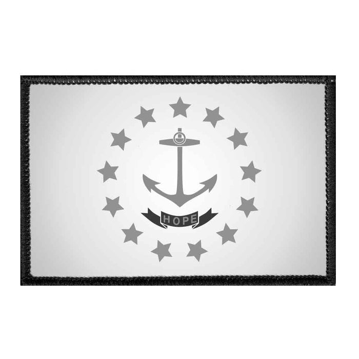 Rhode Island State Flag - Black and White - Removable Patch - Pull Patch - Removable Patches For Authentic Flexfit and Snapback Hats