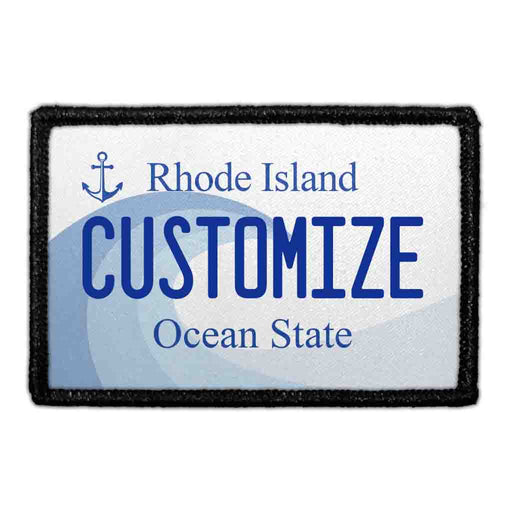 Customizable - Rhode Island License Plate - Removable Patch - Pull Patch - Removable Patches That Stick To Your Gear
