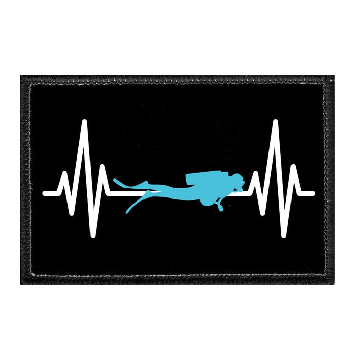 Scuba Diver Heartbeat - Removable Patch - Pull Patch - Removable Patches That Stick To Your Gear