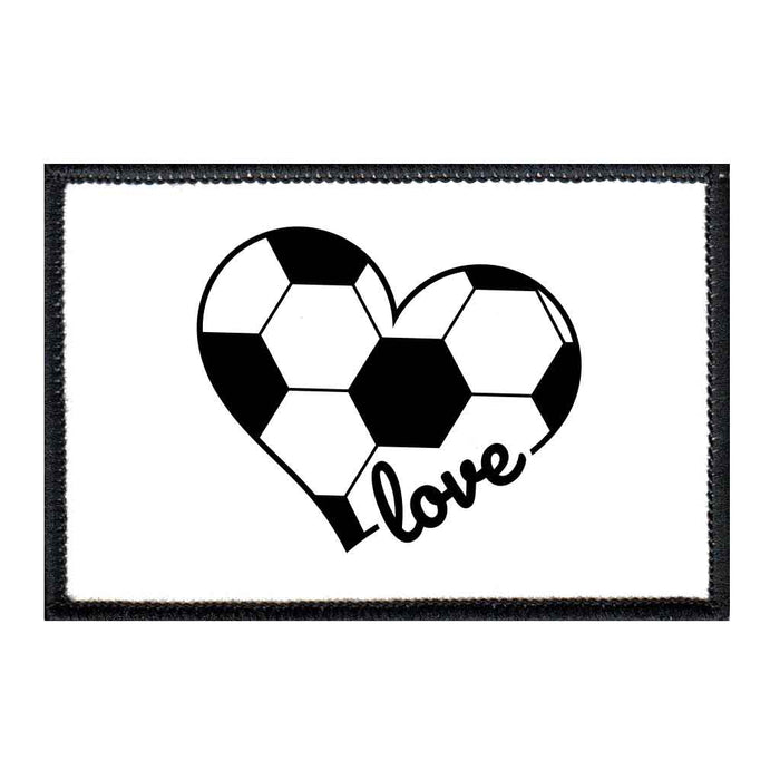 Soccer Heart - White and Black - Patch - Pull Patch - Removable Patches For Authentic Flexfit and Snapback Hats