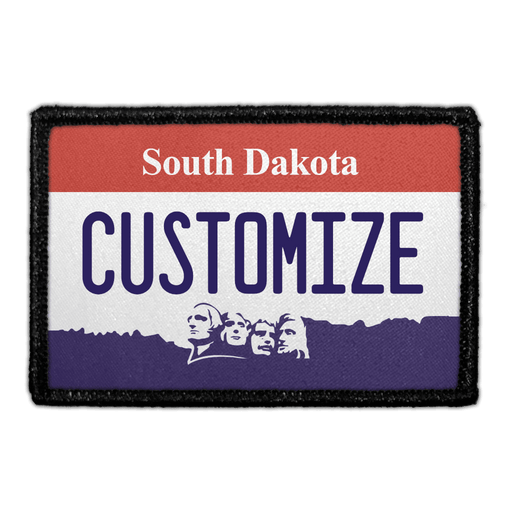 Customizable - South Dakota License Plate - Removable Patch - Pull Patch - Removable Patches That Stick To Your Gear