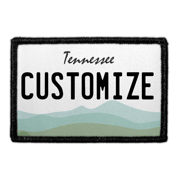 Customizable - Tennessee License Plate - Removable Patch - Pull Patch - Removable Patches That Stick To Your Gear