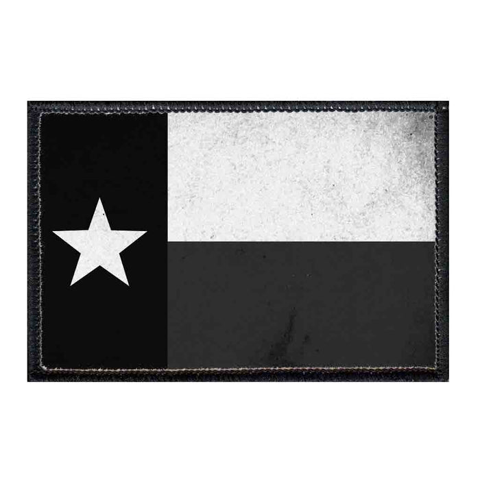 Texas State Flag - Distressed - Black and White - Patch - Pull Patch - Removable Patches For Authentic Flexfit and Snapback Hats