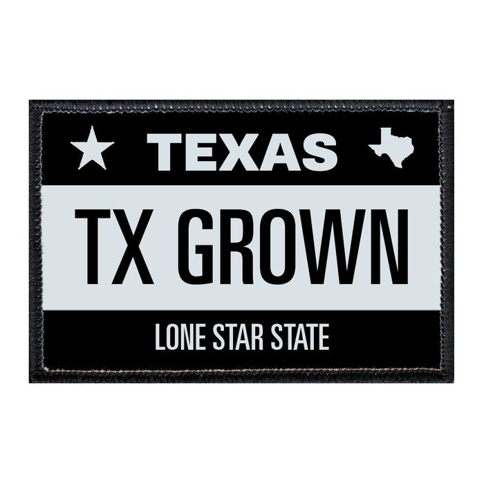 TX Grown - Texas License Plate - Removable Patch - Pull Patch - Removable Patches For Authentic Flexfit and Snapback Hats