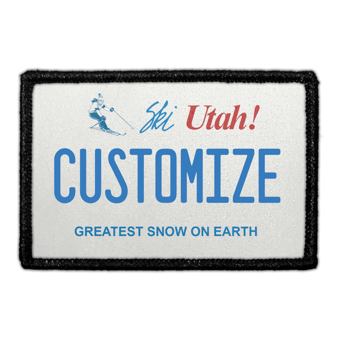 Customizable - Utah License Plate - Removable Patch - Pull Patch - Removable Patches That Stick To Your Gear