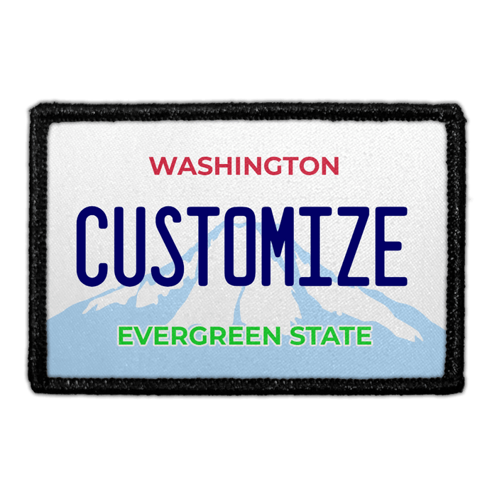 Customizable - Washington License Plate - Removable Patch - Pull Patch - Removable Patches For Authentic Flexfit and Snapback Hats