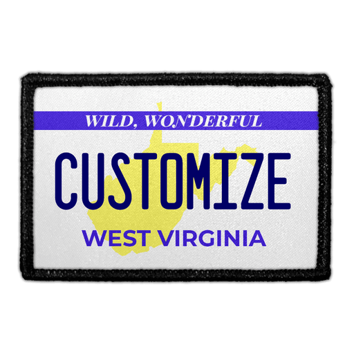 Customizable - West Virginia License Plate - Removable Patch - Pull Patch - Removable Patches For Authentic Flexfit and Snapback Hats