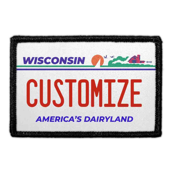 Customizable - Wisconsin License Plate - Removable Patch - Pull Patch - Removable Patches For Authentic Flexfit and Snapback Hats