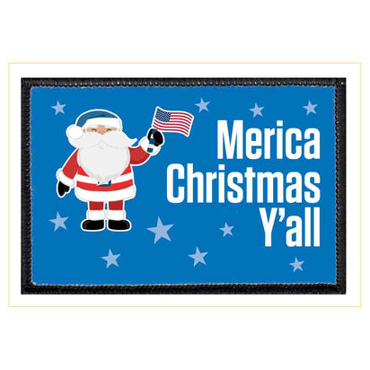 Merica Christmas Yall - Pull Patch is great for the holidays! - Pull Patch - Removable Patch - For Authentic Flexfit and Snapback Hats