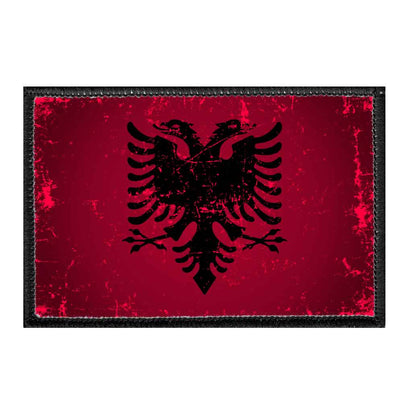 Albania Flag - Color - Distressed - Removable Patch - Pull Patch - Removable Patches For Authentic Flexfit and Snapback Hats
