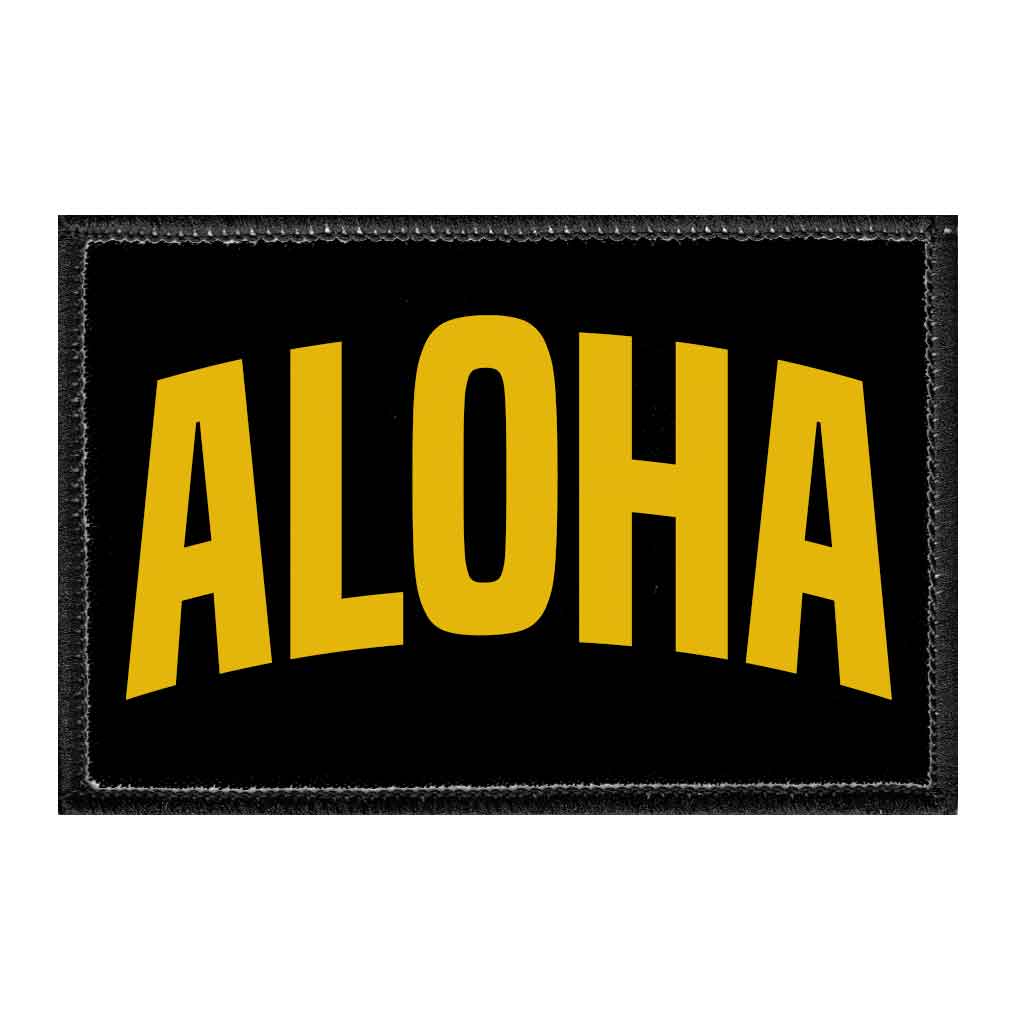 Aloha - Black and Yellow - Removable Patch - Pull Patch - Removable Patches For Authentic Flexfit and Snapback Hats