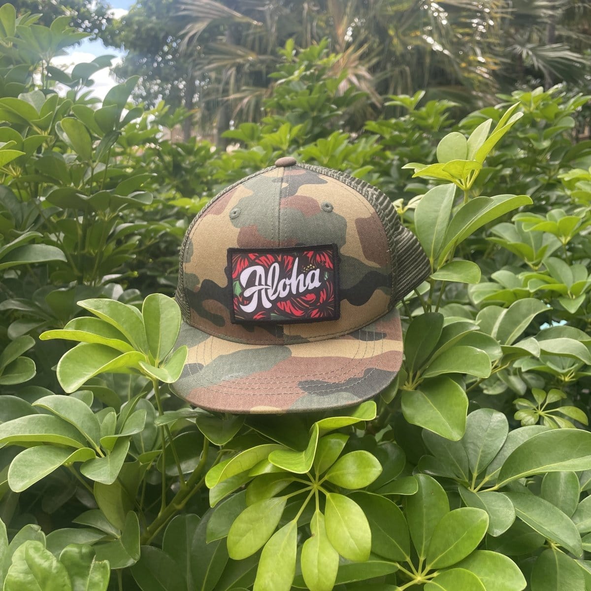 Aloha - Red Hibiscus - Removable Patch - Pull Patch - Removable Patches For Authentic Flexfit and Snapback Hats