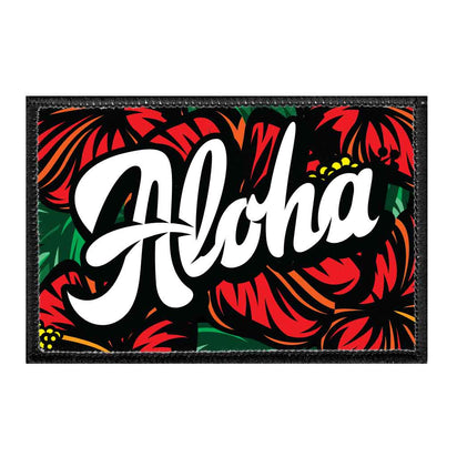 Aloha - Red Hibiscus - Removable Patch - Pull Patch - Removable Patches For Authentic Flexfit and Snapback Hats