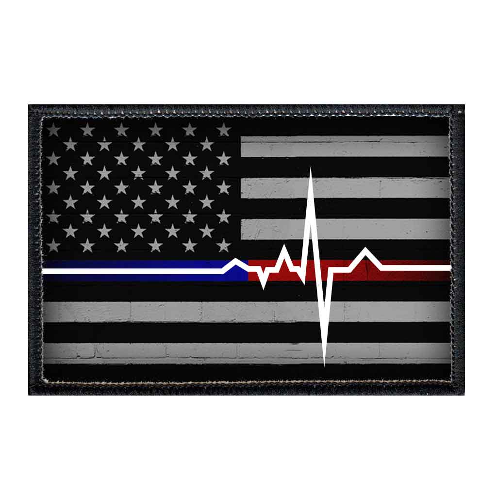 American Flag - Lifeline - Black and White - Patch - Pull Patch - Removable Patches For Authentic Flexfit and Snapback Hats