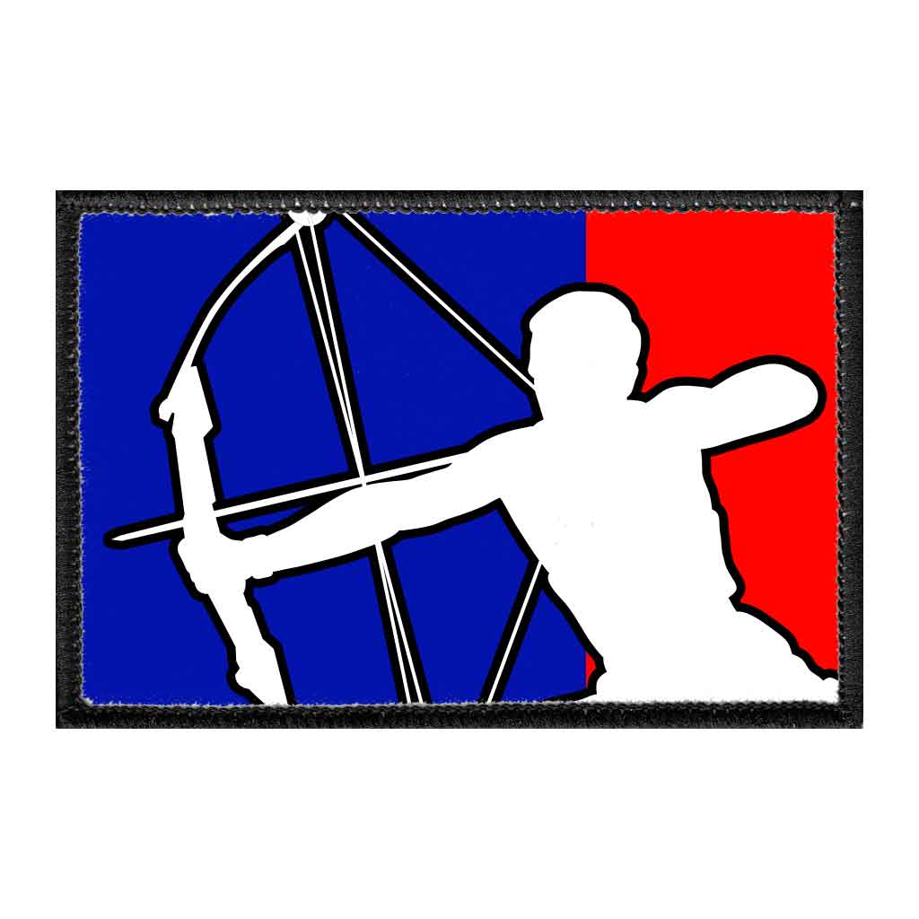 Archery Red - Blue Logo - Removable Patch - Pull Patch - Removable Patches That Stick To Your Gear