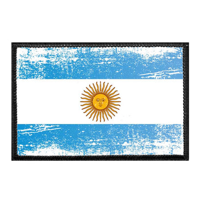 Argentina Flag - Color - Distressed - Removable Patch - Pull Patch - Removable Patches For Authentic Flexfit and Snapback Hats