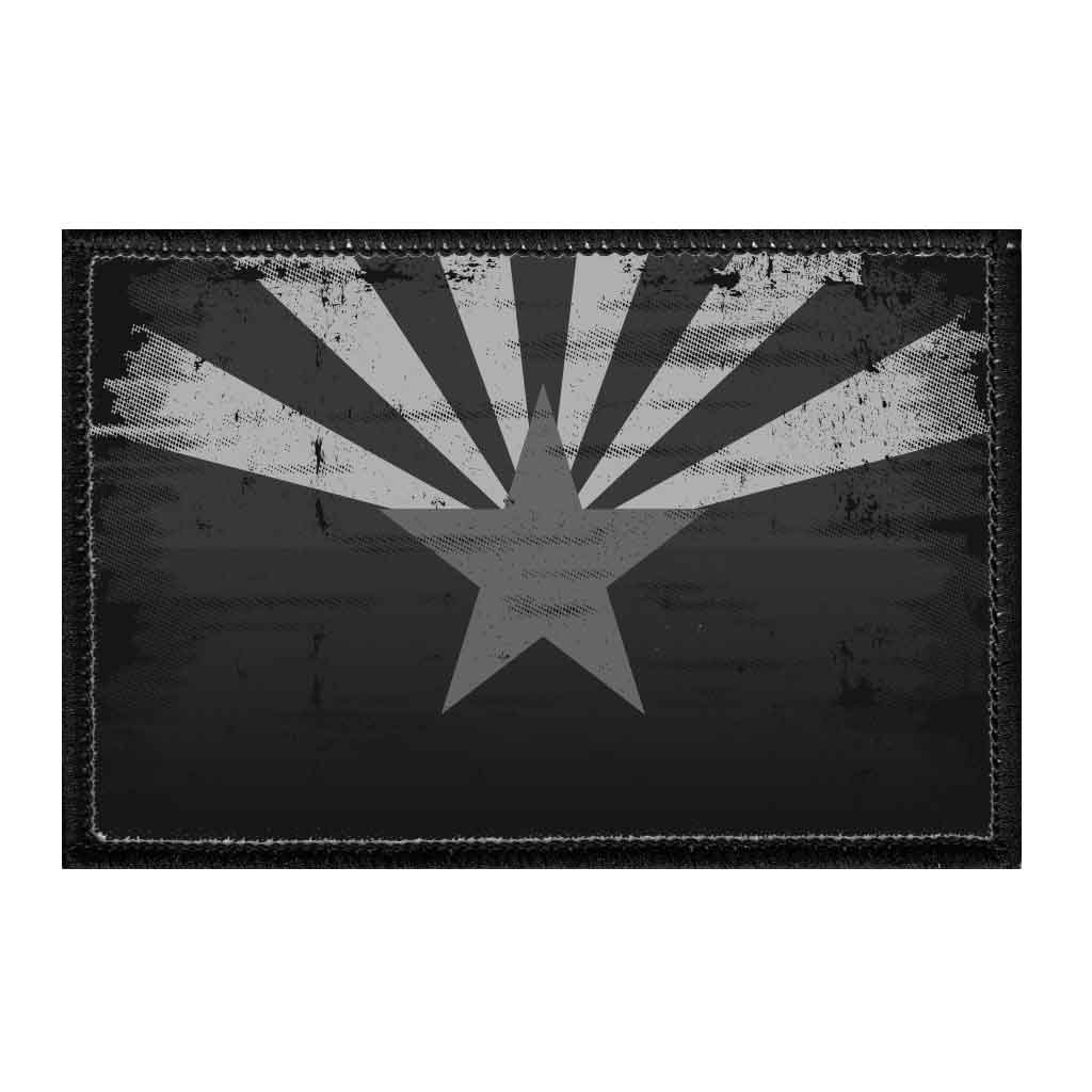 Arizona State Flag - Black and White - Distressed - Removable Patch - Pull Patch - Removable Patches For Authentic Flexfit and Snapback Hats