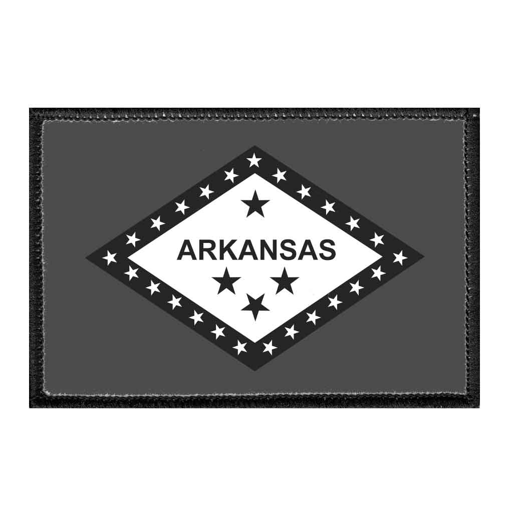 Arkansas State Flag - Black and White - Removable Patch - Pull Patch - Removable Patches For Authentic Flexfit and Snapback Hats