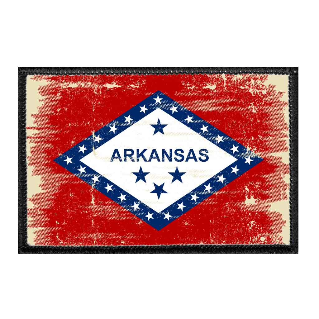 Arkansas State Flag - Color - Distressed - Removable Patch - Pull Patch - Removable Patches For Authentic Flexfit and Snapback Hats