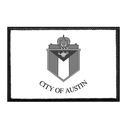 Austin City Flag - Black and White - Removable Patch - Pull Patch - Removable Patches For Authentic Flexfit and Snapback Hats
