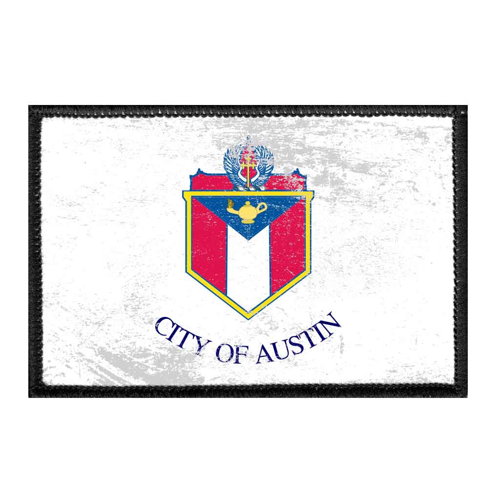Austin City Flag - Color - Distressed - Removable Patch - Pull Patch - Removable Patches For Authentic Flexfit and Snapback Hats