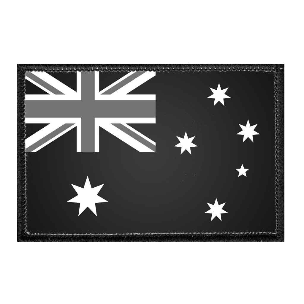 Australia Flag - Black and White - Removable Patch - Pull Patch - Removable Patches For Authentic Flexfit and Snapback Hats