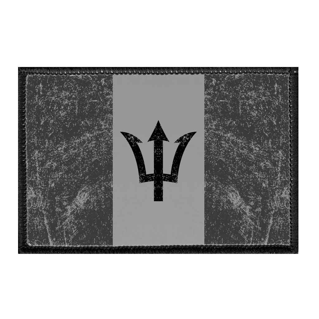 Barbados Flag - Black and White - Distressed - Removable Patch - Pull Patch - Removable Patches For Authentic Flexfit and Snapback Hats