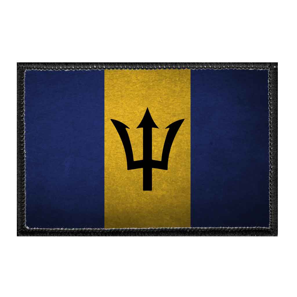Barbados Flag - Color - Distressed - Removable Patch - Pull Patch - Removable Patches For Authentic Flexfit and Snapback Hats