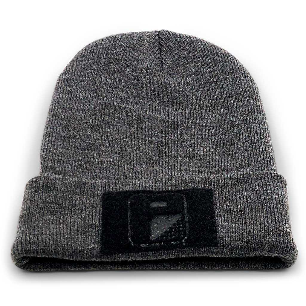 Beanie Pull Patch Cap By Flexfit - Dark Grey - Pull Patch - Removable Patches For Authentic Flexfit and Snapback Hats