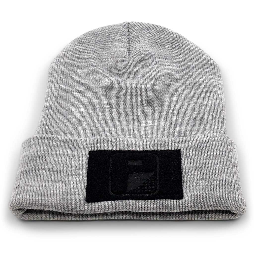 Beanie Pull Patch Cap By Flexfit - Heather Grey - Pull Patch - Removable Patches For Authentic Flexfit and Snapback Hats