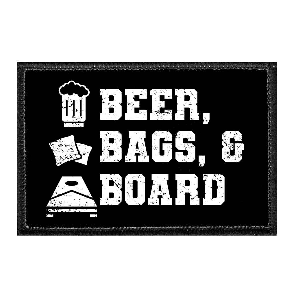 Beer, Bags, & Boards - Removable Patch - Pull Patch - Removable Patches For Authentic Flexfit and Snapback Hats