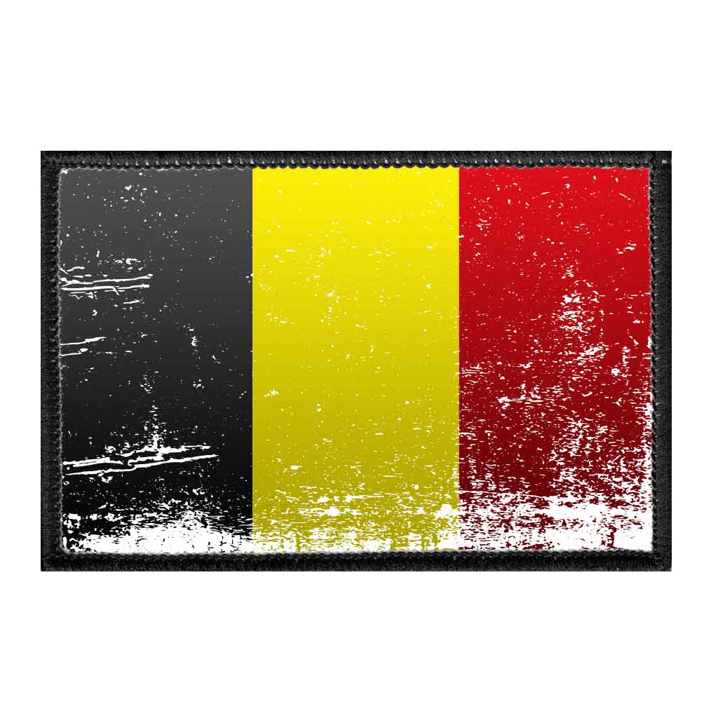 Belgium Flag - Color - Distressed - Removable Patch - Pull Patch - Removable Patches For Authentic Flexfit and Snapback Hats