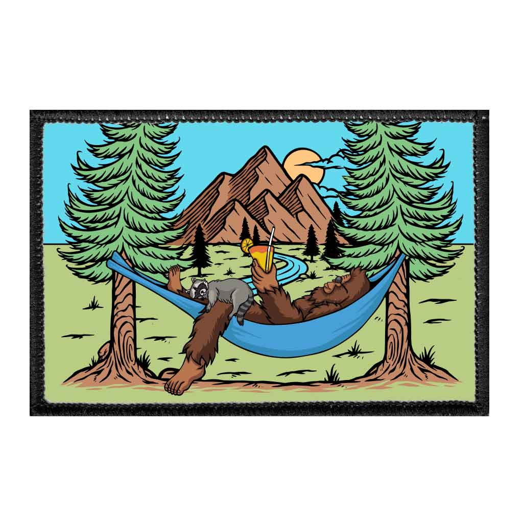 BigFoot - Racoon Cuddling - Removable Patch - Pull Patch - Removable Patches That Stick To Your Gear