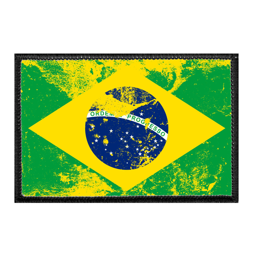 Brazil Flag - Color - Distressed - Removable Patch - Pull Patch - Removable Patches For Authentic Flexfit and Snapback Hats