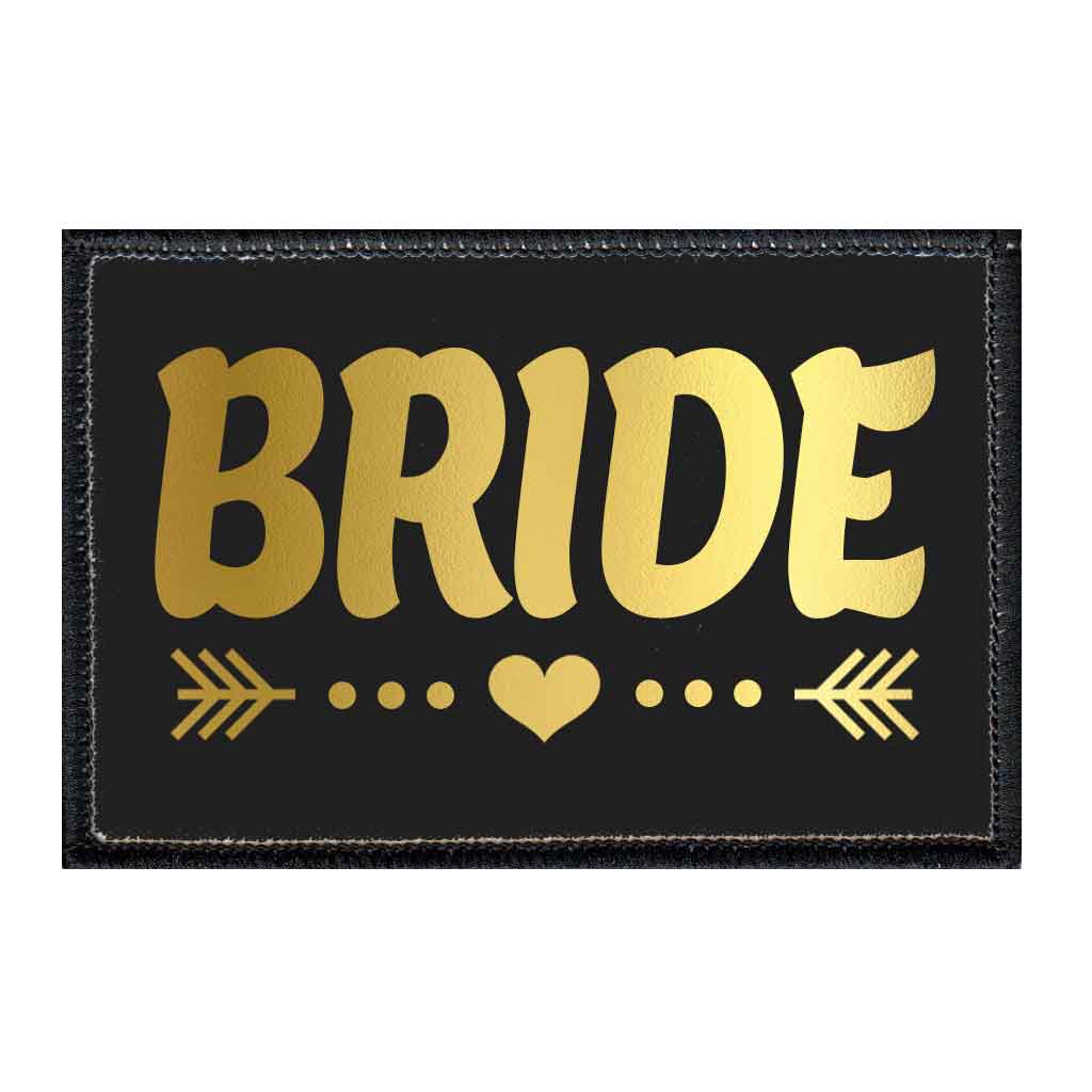 Bride - Arrows - Black And Gold - Patch - Pull Patch - Removable Patches For Authentic Flexfit and Snapback Hats