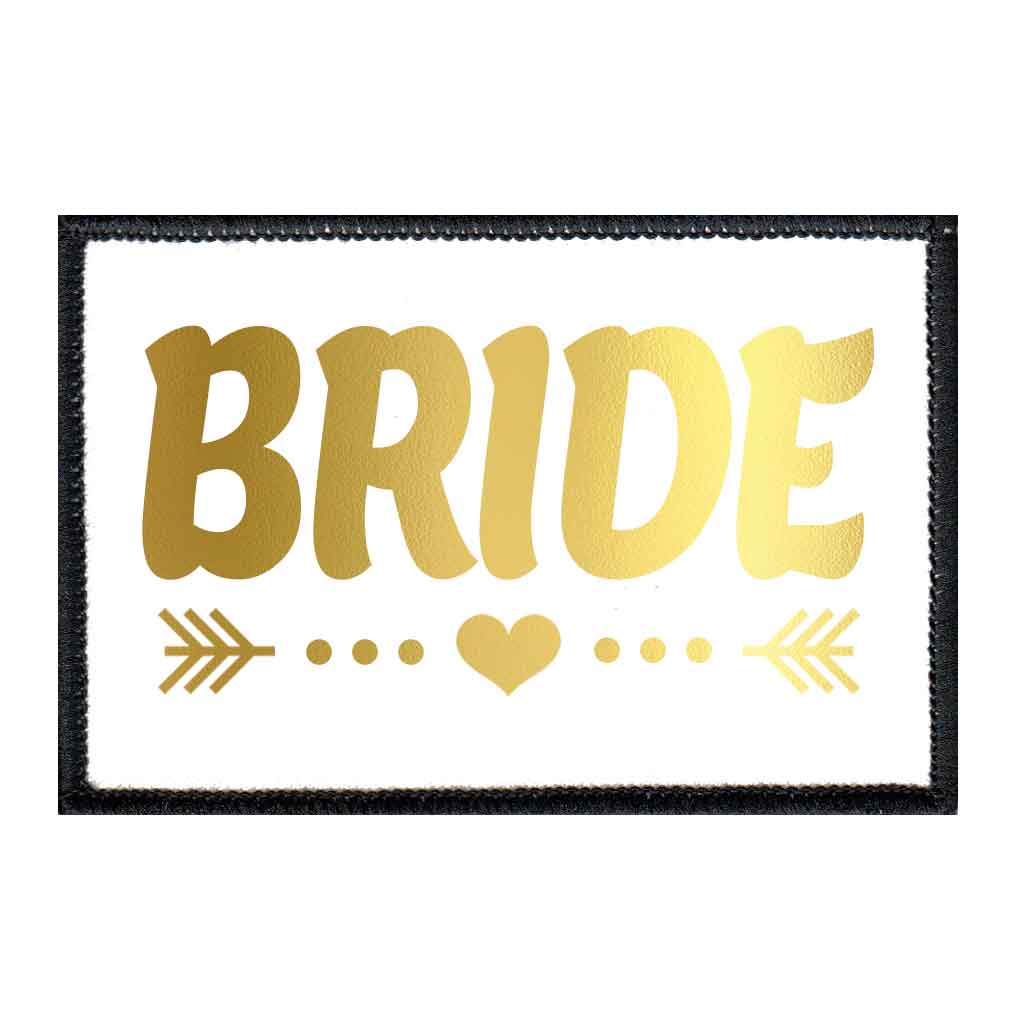 Bride - Arrows - Gold And White - Patch - Pull Patch - Removable Patches For Authentic Flexfit and Snapback Hats