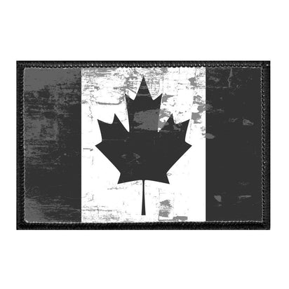 Canada Flag - Black and White - Distressed - Removable Patch - Pull Patch - Removable Patches For Authentic Flexfit and Snapback Hats