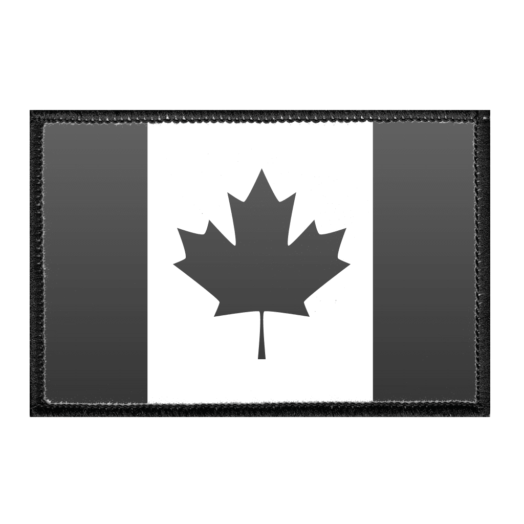 Canada Flag - Black and White - Removable Patch - Pull Patch - Removable Patches For Authentic Flexfit and Snapback Hats