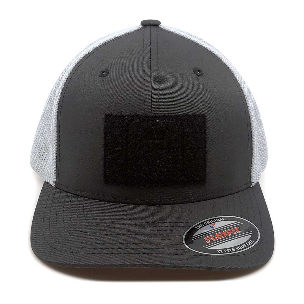 Hat 2-Tone - Charcoal Pull Patch and White Mesh Flexfit Trucker by