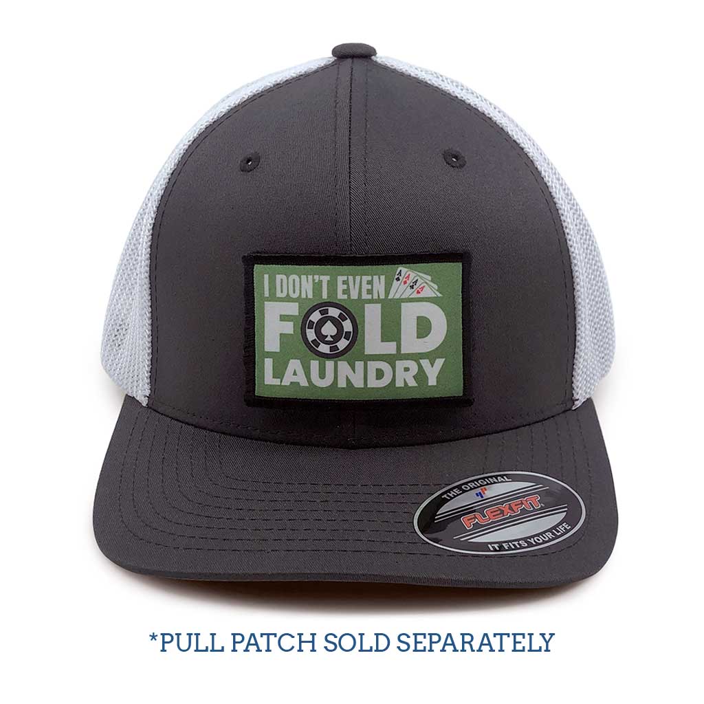 Charcoal and Pull Flexfit Mesh White Hat by - Trucker 2-Tone Patch